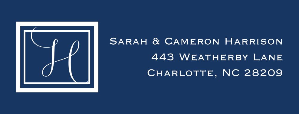 Navy Rect Return Address Label