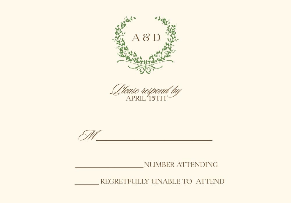 Green Wreath Reply Card
