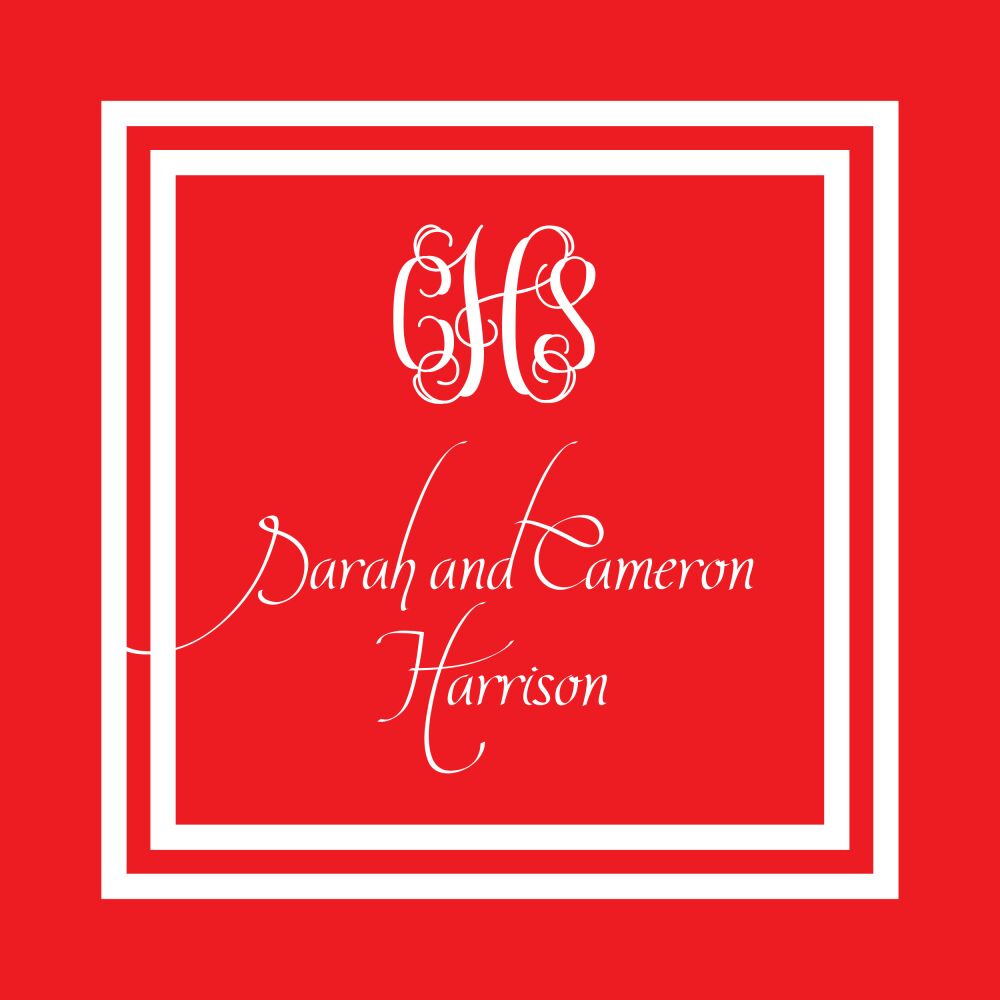 Red and White Initial or Monogram Gift Sticker
