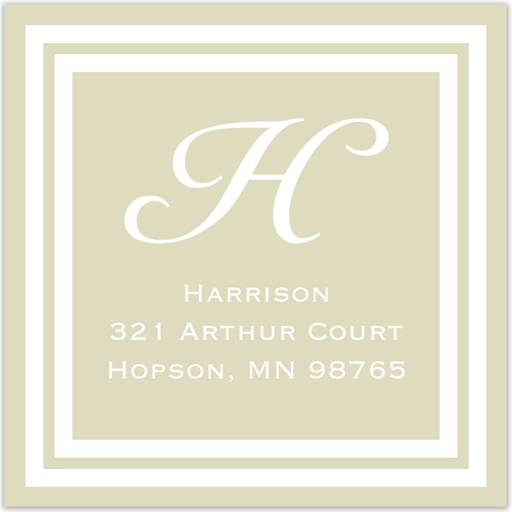 Taupe and White Initial or Monogram Return Address Label