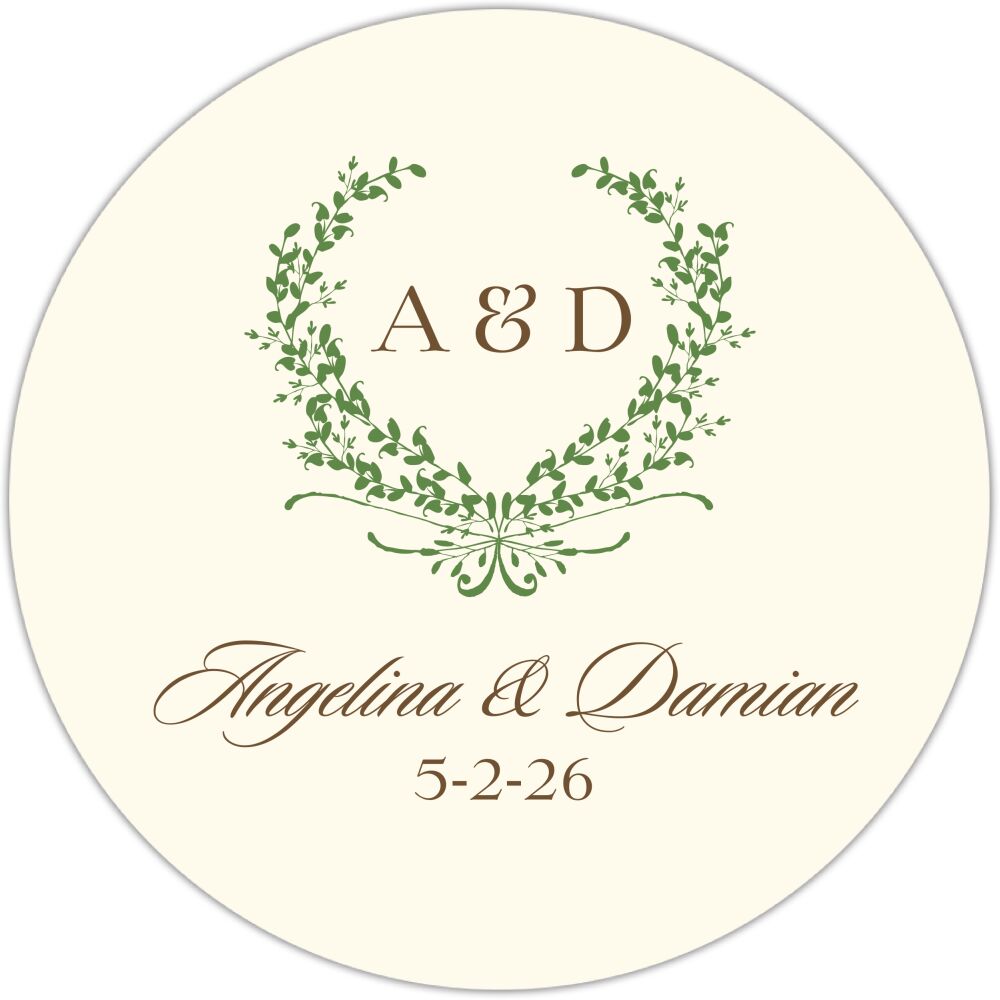 Green Wreath Circle Gift Sticker