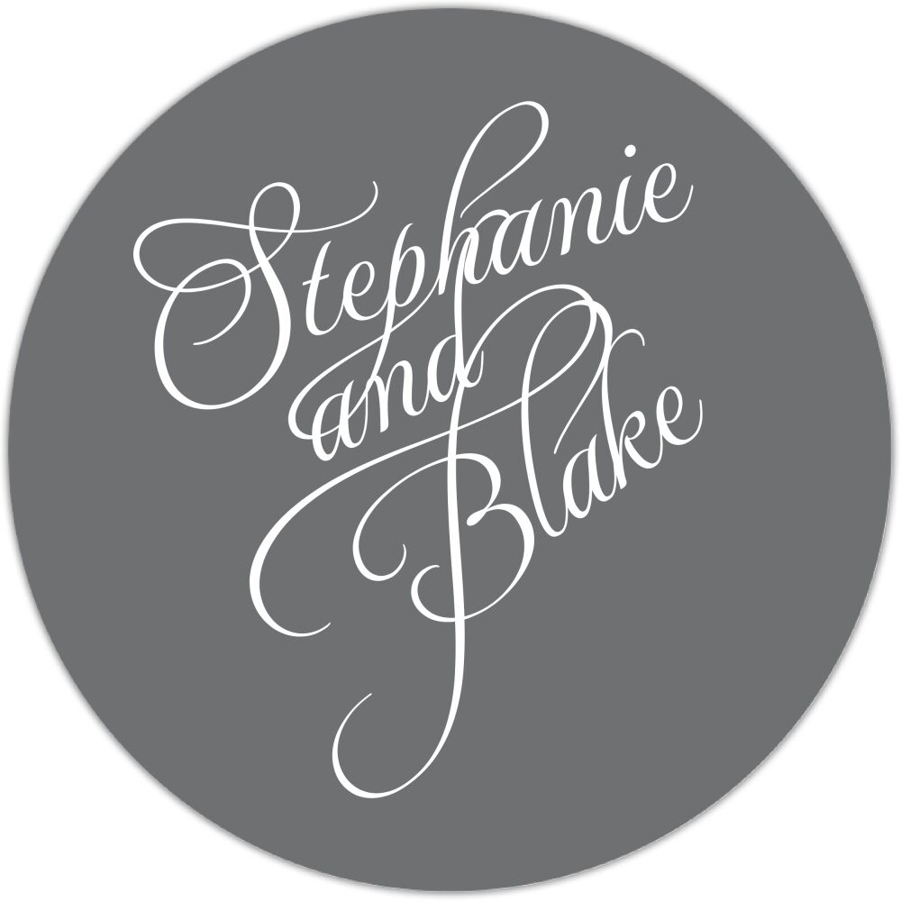 Grey Calligraphic Names Gift Sticker