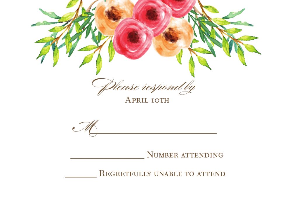 Watercolor Florals Reply Card