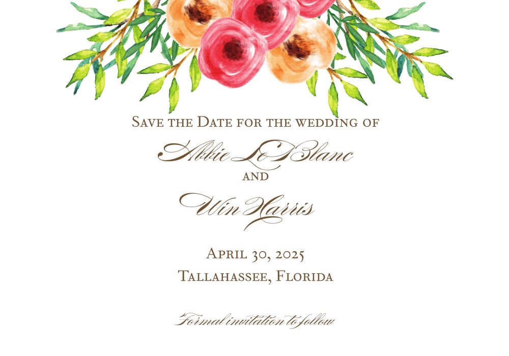 Watercolor Florals Save The Date Magnet