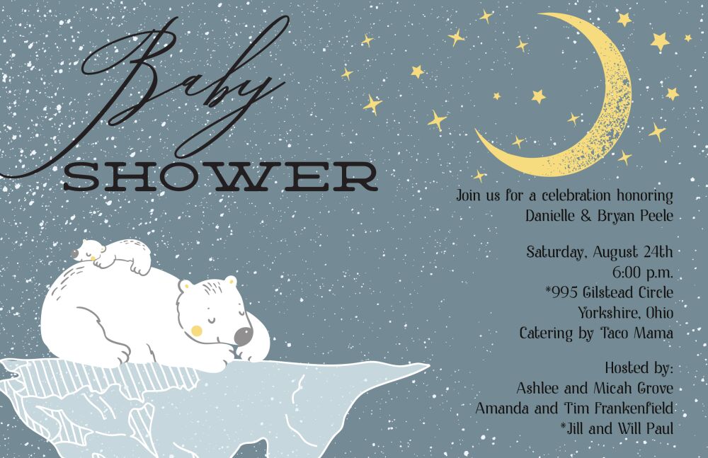 Twinkle Stars and Bears Baby Shower Invitation