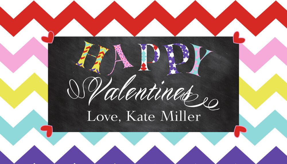 Valentine's Chevron Chalkboard Treat Bag and Topper