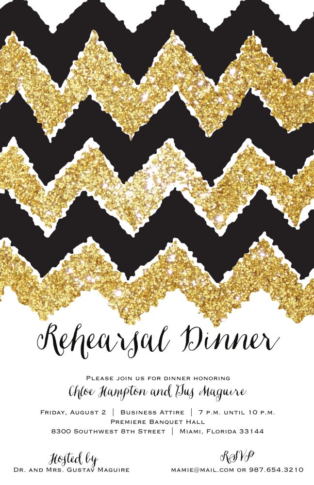Gold Glitter Chevron Invitation
