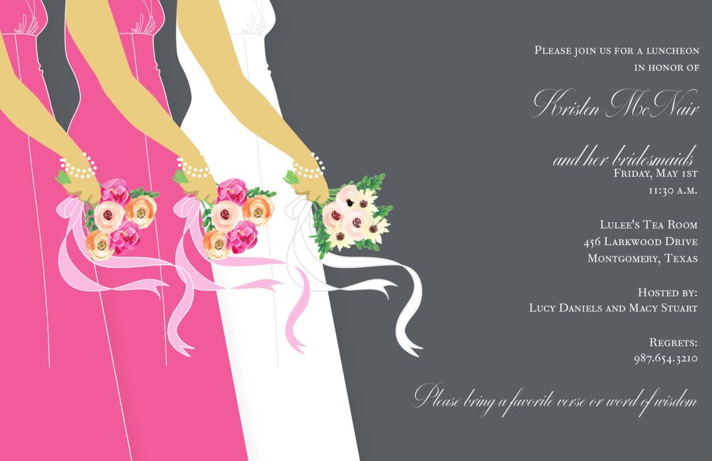 Bride and Bridesmaids on Grey Invitation