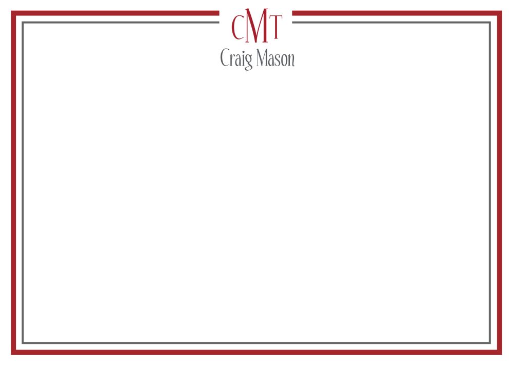 Crimson and Grey Simple Flat Notecard