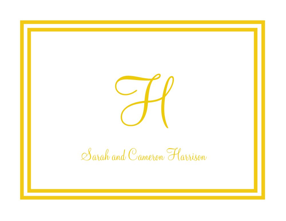 Gold and White Initial or Monogram Notecard