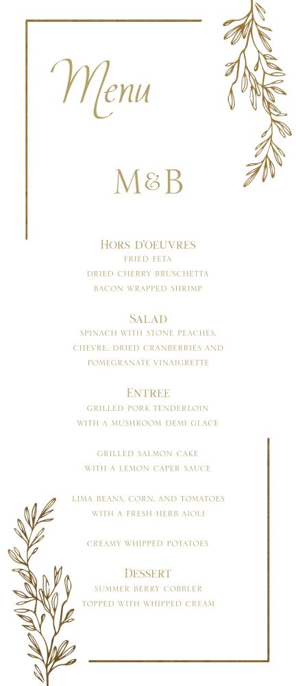 Foiled Branches Foil-Pressed Menu