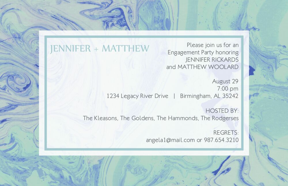 Blue Marbled Invitation