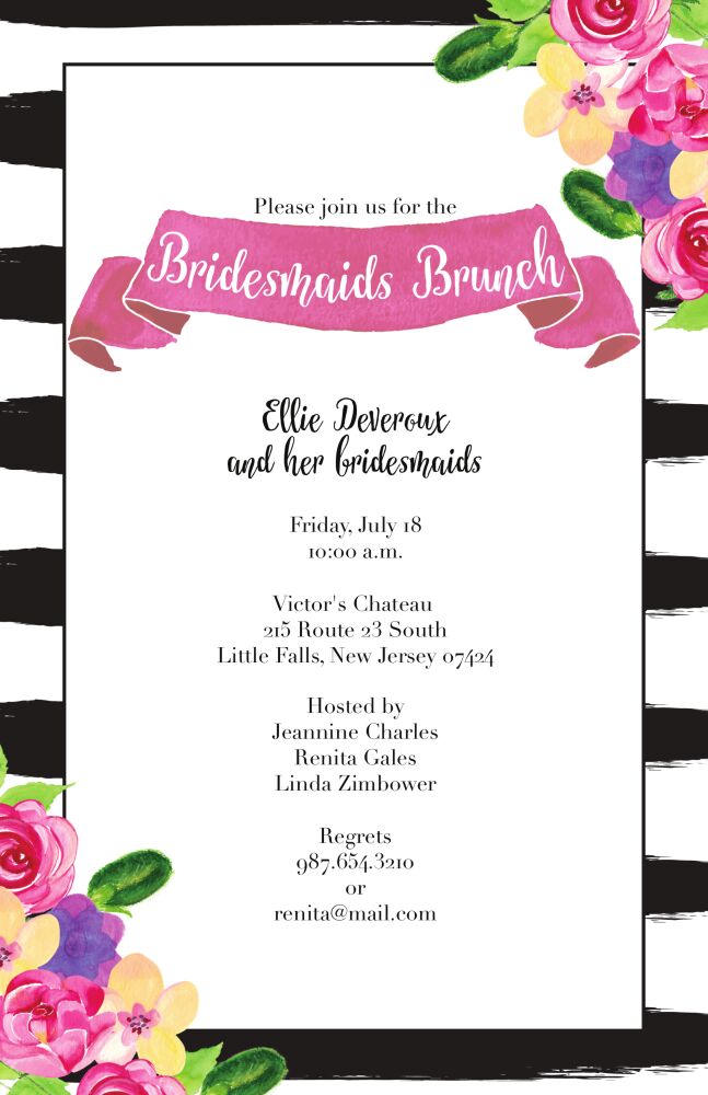 Flowery Stripes Invitation