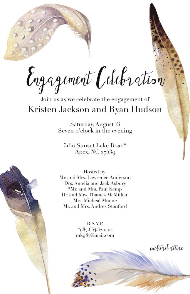 Watercolor Feathers Invitation