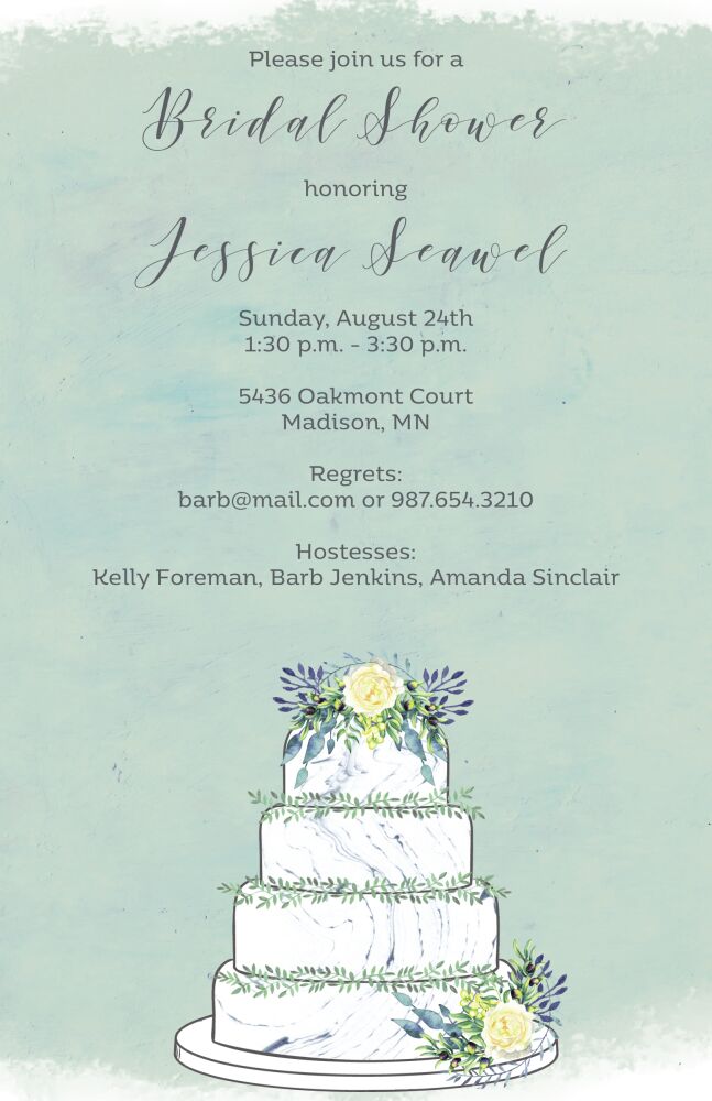 Watercolor Wedding Cake Invitation