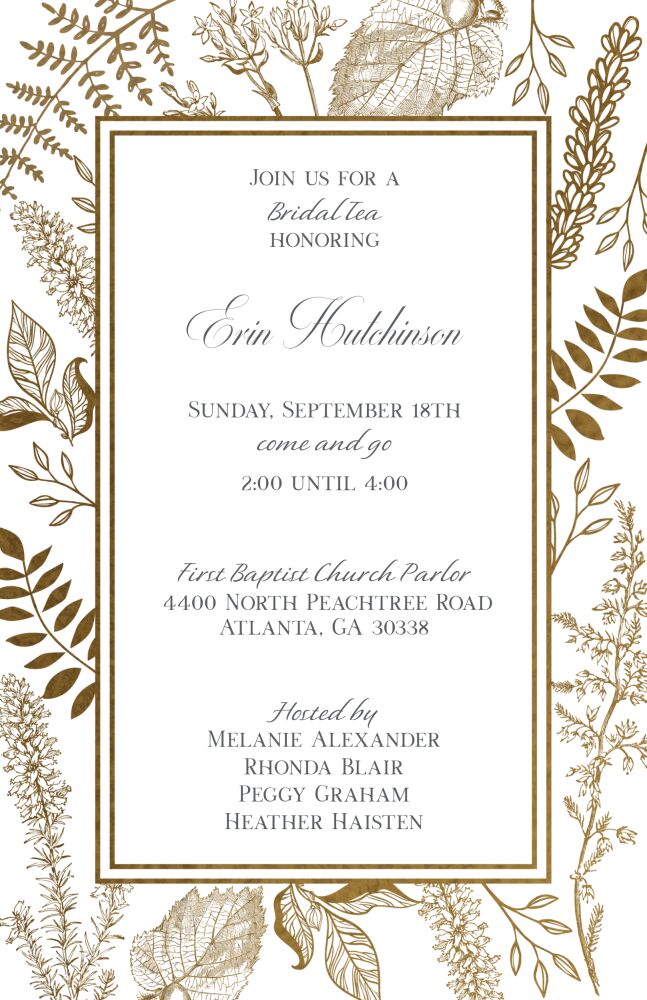 Foiled Botanical Leaves Invitation