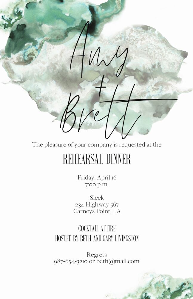 Green Agate Stone Rehearsal Dinner Invitation