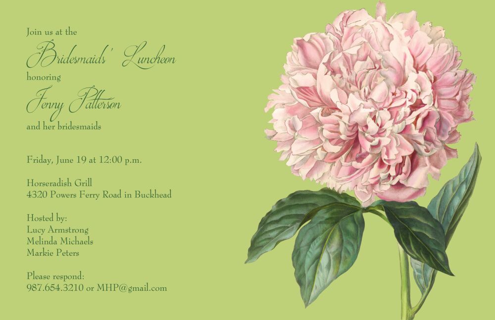 Watercolor Peony Invitation