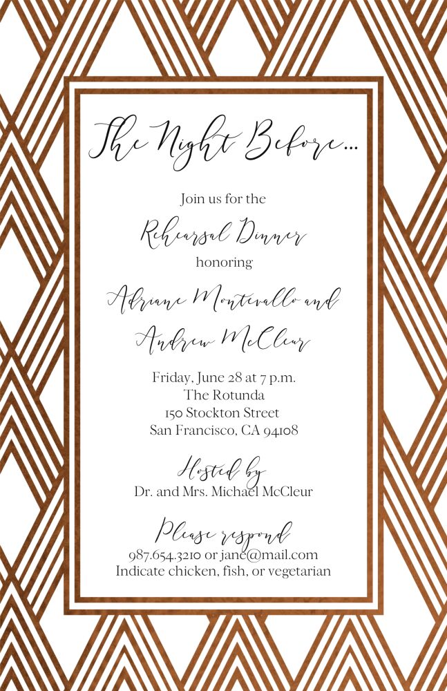Modern Lines Foil Pressed White Invitation 