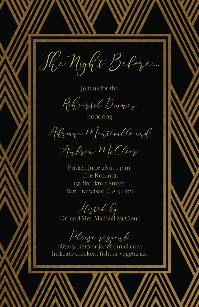 Modern Lines Foil Pressed Black Invitation 