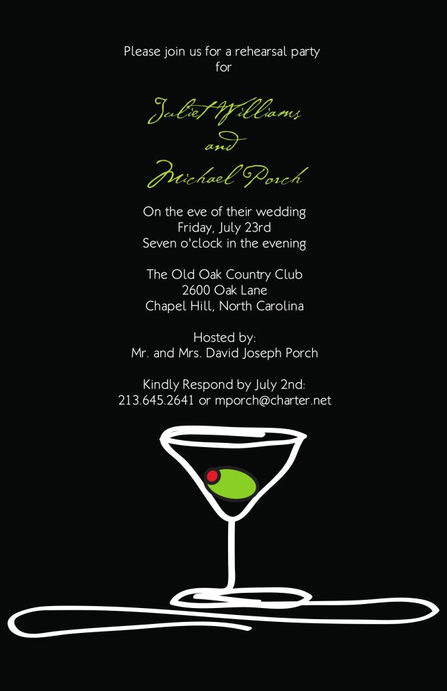 Martini glass invitation