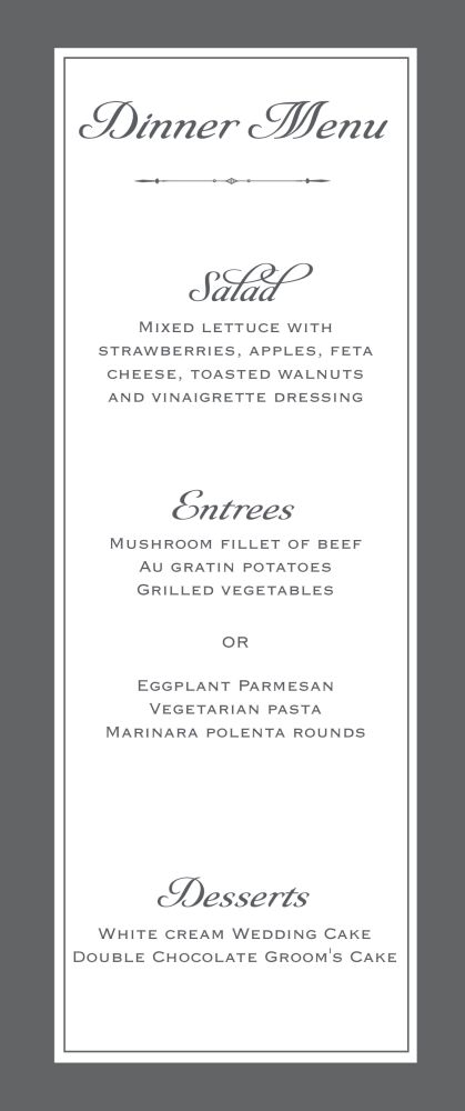 Simply Sophisticated Grey Menu