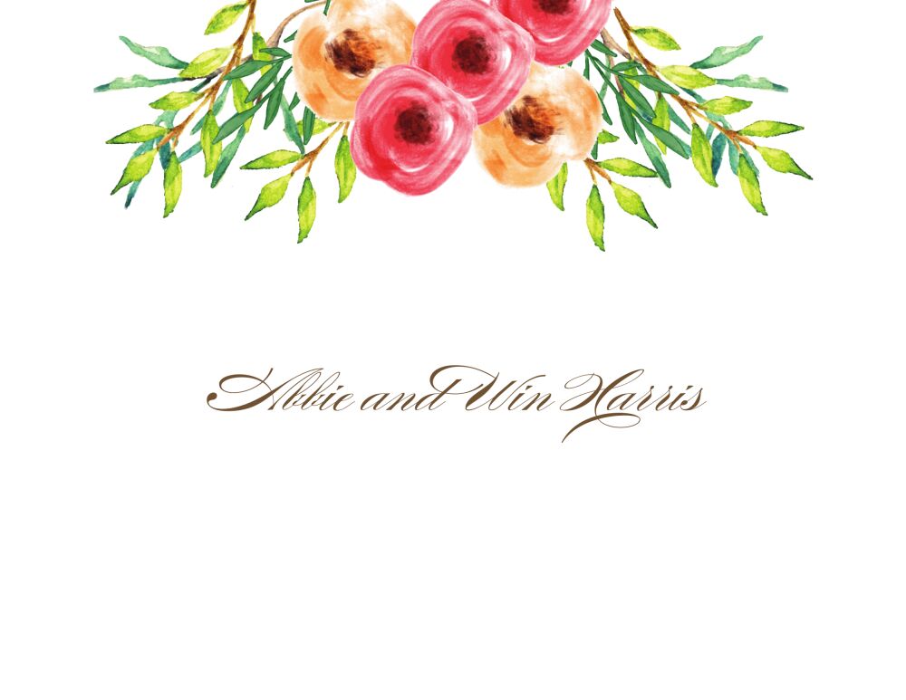 Watercolor Florals Folded Note