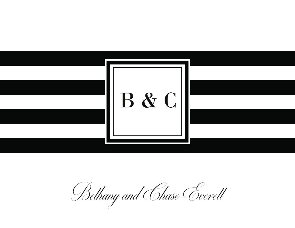 Black and White Stripes Folded Note 