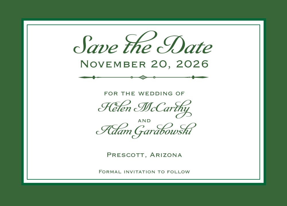 Simply Sophisticated Green Save The Date Card