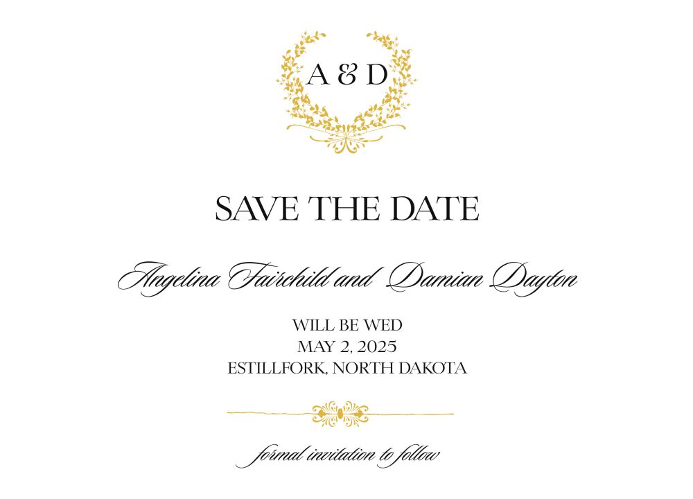 Gold Wreath Save The Date Card