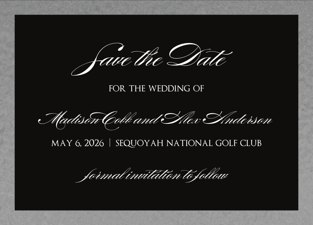 Brilliant Border on Black Foil-Pressed Save The Date Card