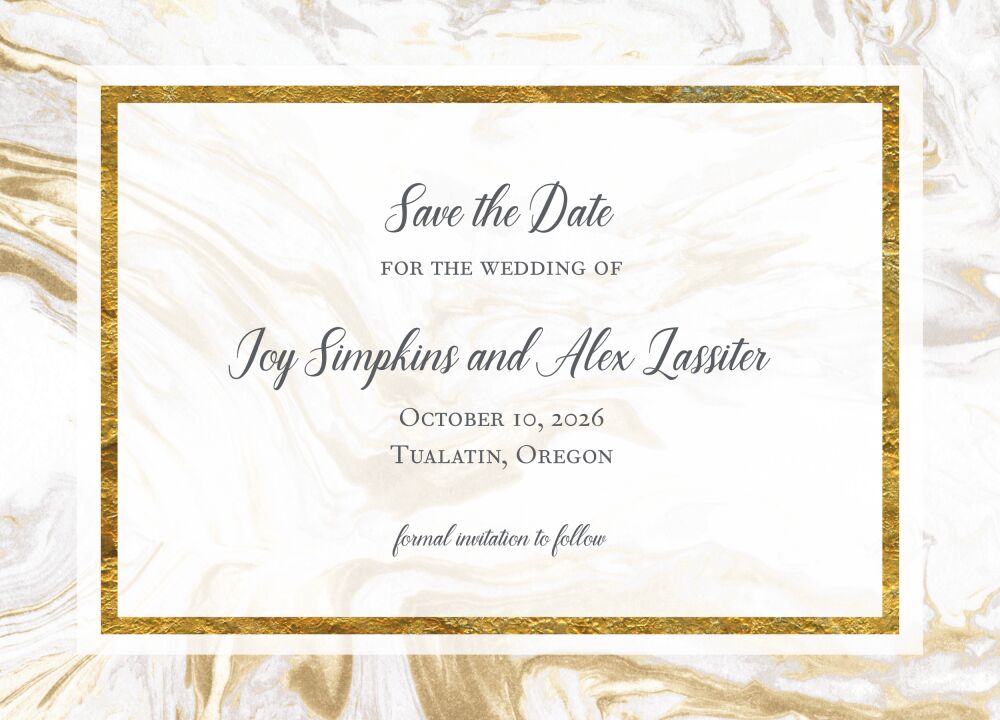 Marbled Elegance Save The Date Card