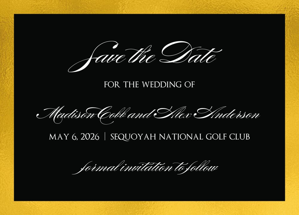 Black & Gold Save The Date Card