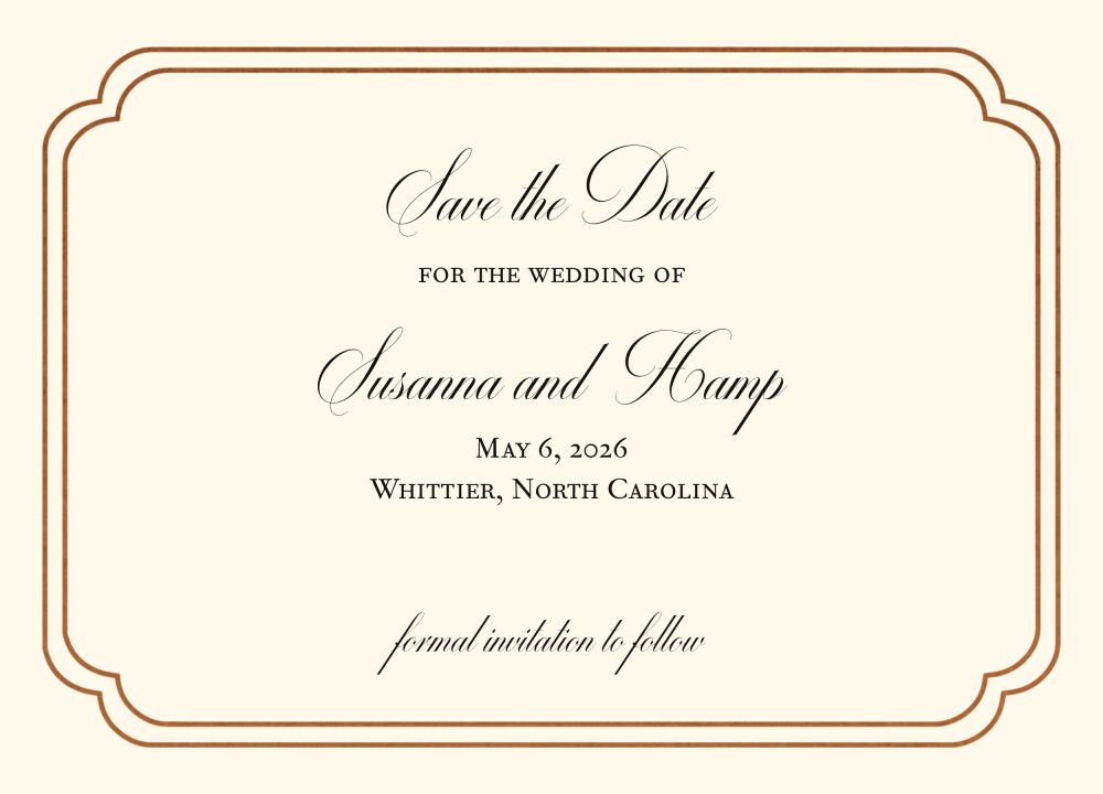 Shining Double Frame Foil-Pressed Save The Date Card