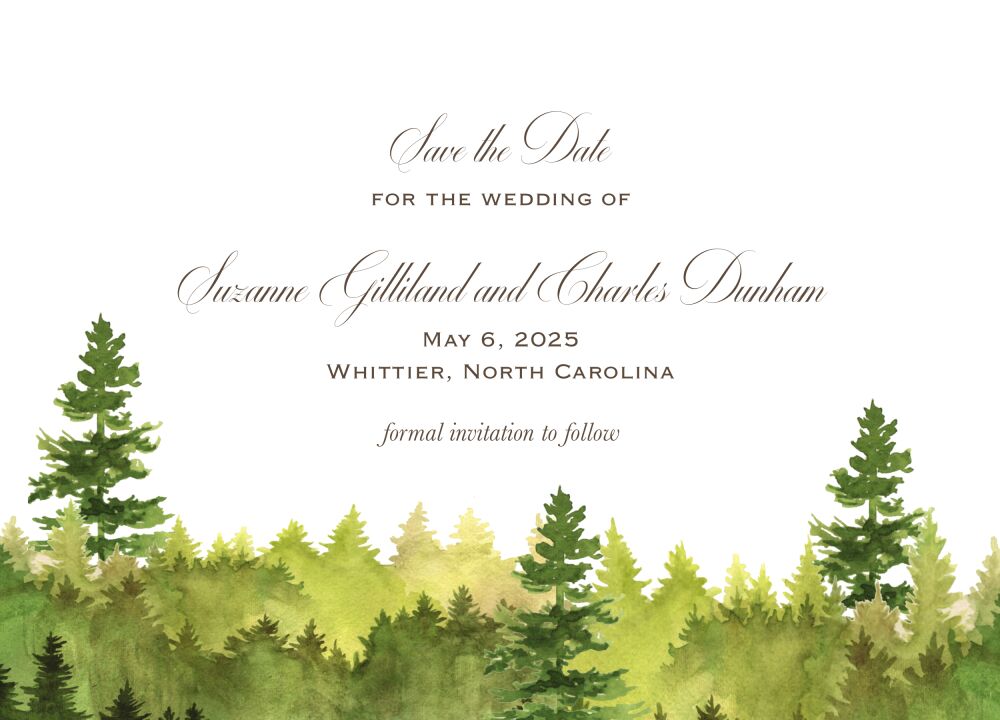 Watercolor Forest Save The Date Card