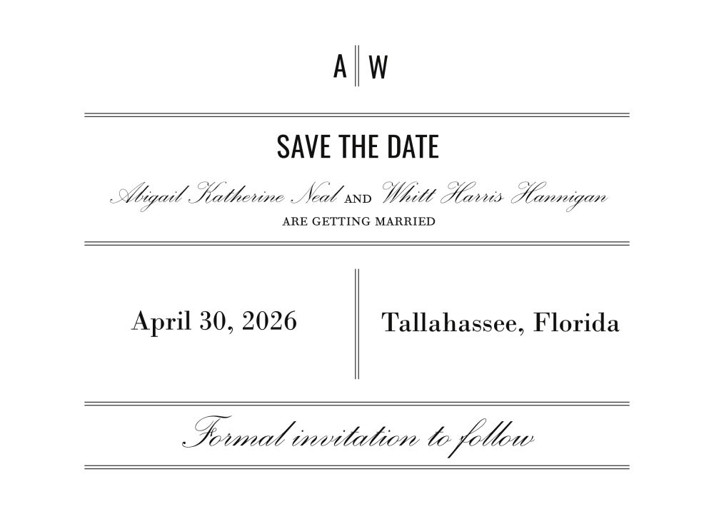 Modern Initials Save The Date Card