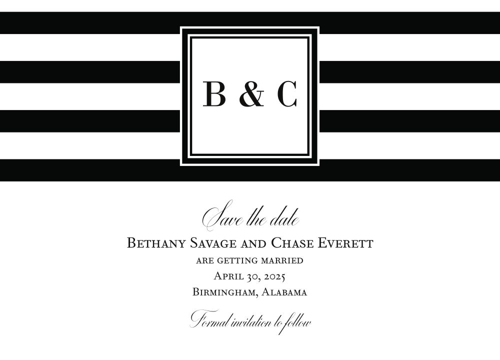 Black and White Stripes Save the Date 