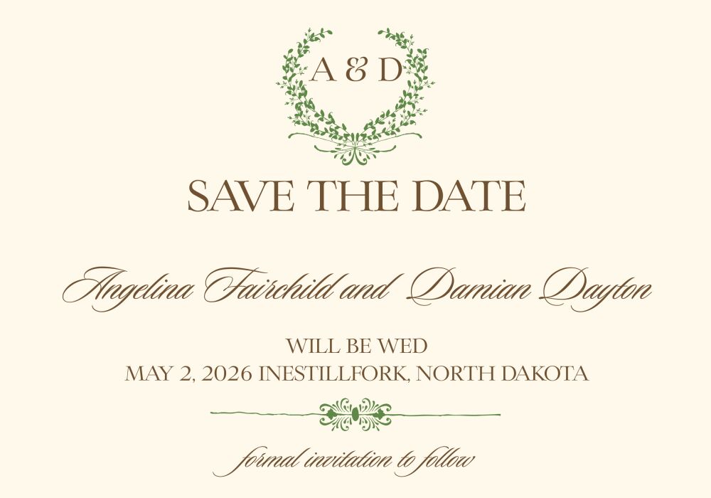 Green Wreath Save The Date Postcard