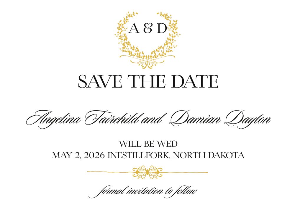 Gold Wreath Save The Date Postcard