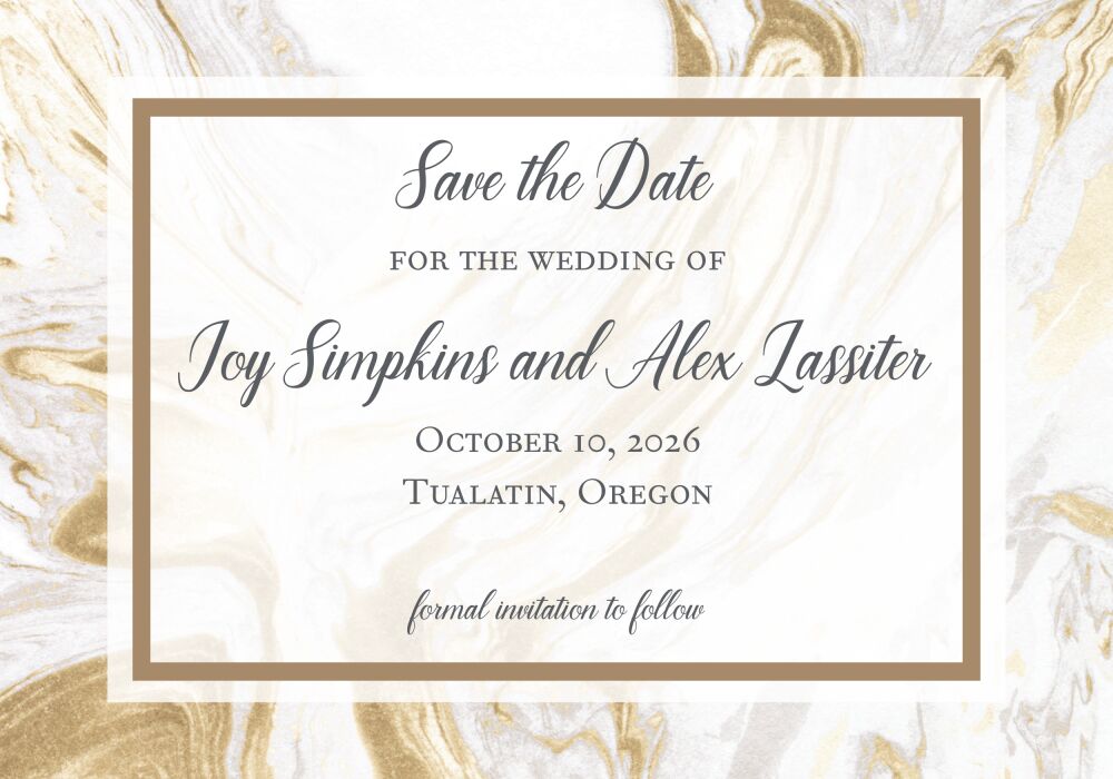 Lustrous Marble Save The Date Postcard