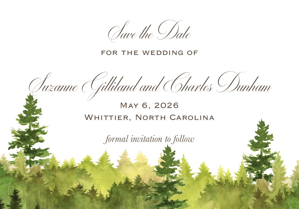 Watercolor Forest Save The Date Postcard