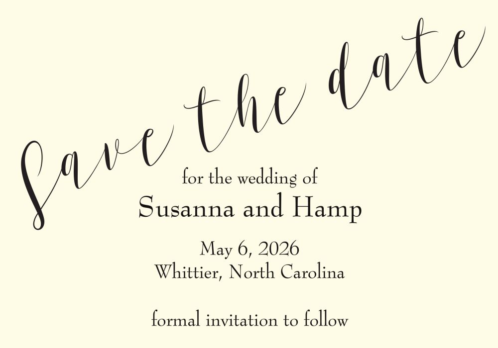 Slanted Script Save The Date Postcard