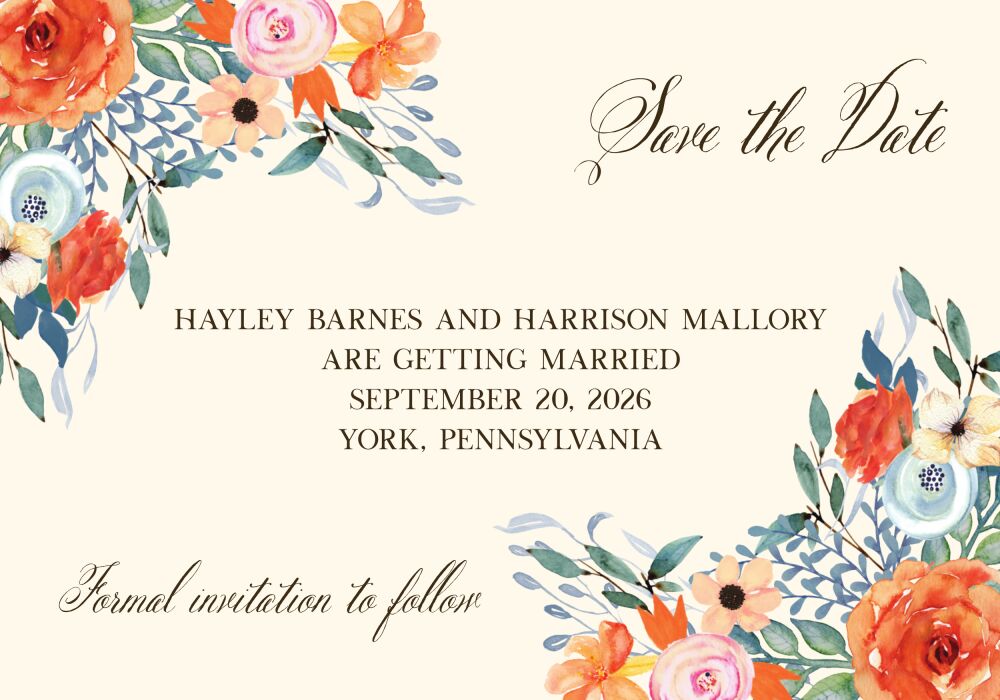 Fresh Floral Save the Date Postcard