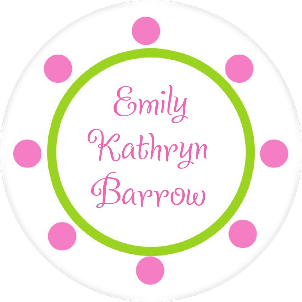 Pink and Green Dots Water-resistant Label