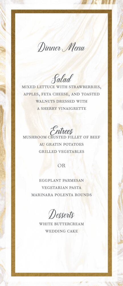 Lustrous Marble Foil-Pressed Menu