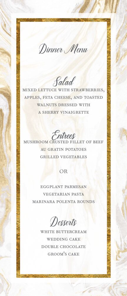 Marbled Elegance Menu