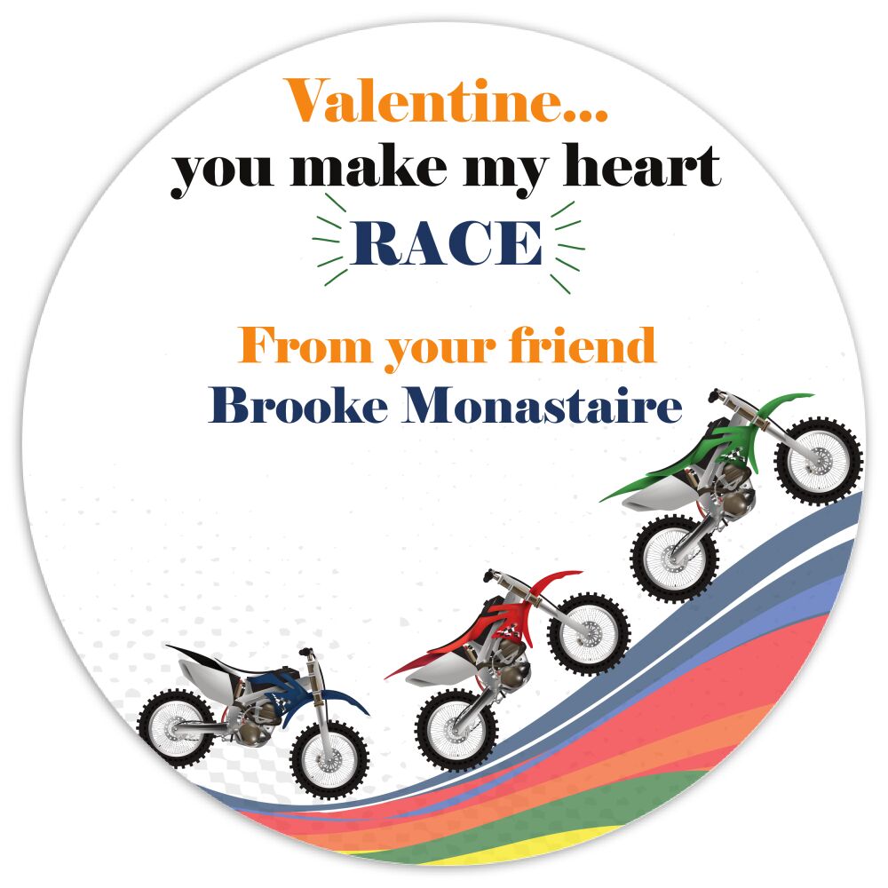 Dirt Bike Race Valentine Sticker 