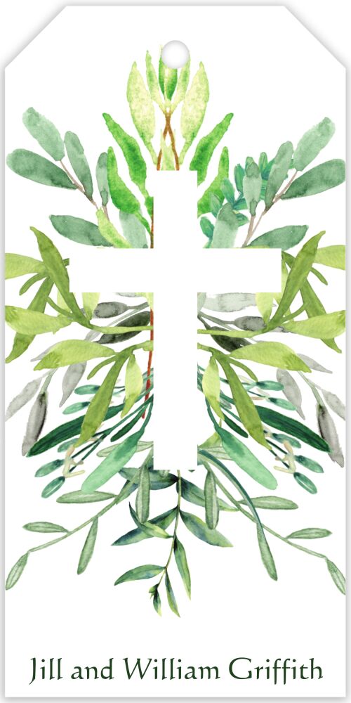 Greenery Cross Hanging Gift Tag