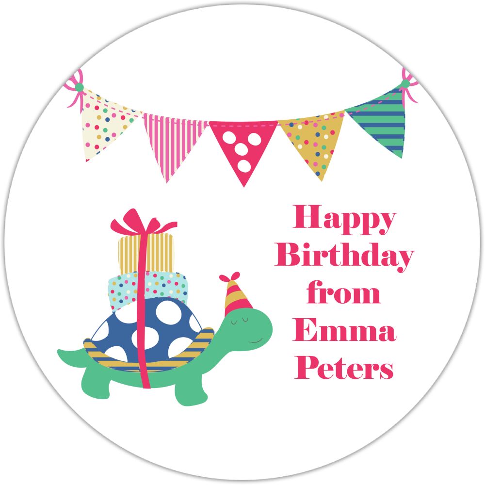 Party Turtle Gift Sticker 