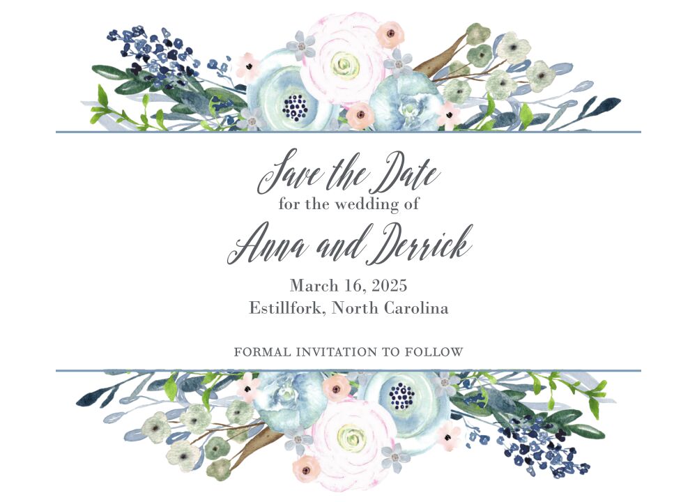 Watercolor Florals Save The Date Card